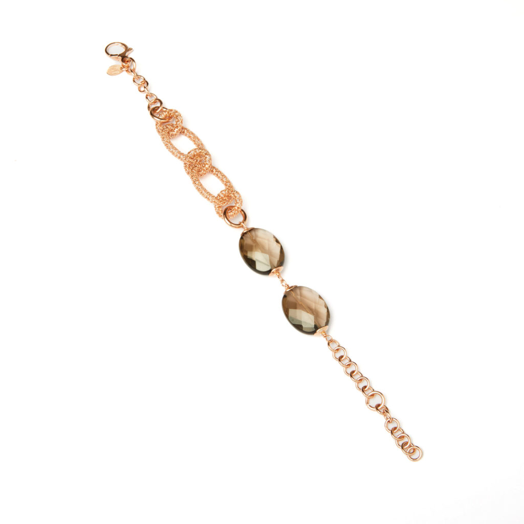 Bracciale in Quarzo Fumè con elementi in Argento