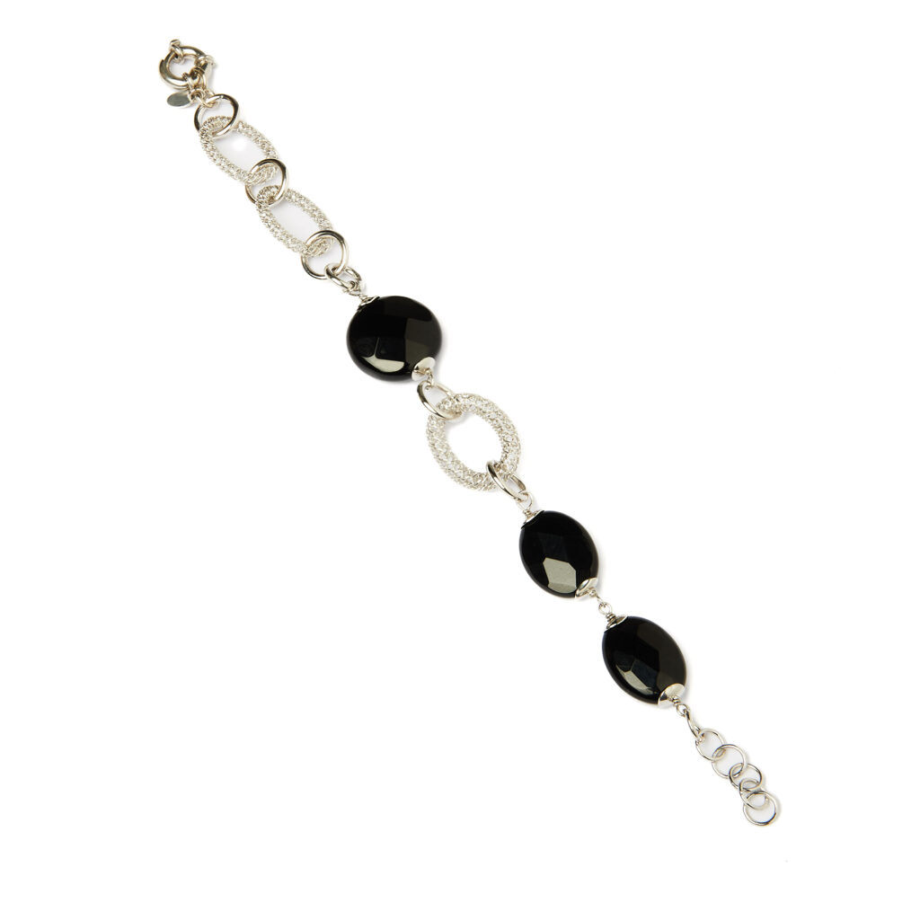 Bracciale con elementi in Argento ed Agata Nera