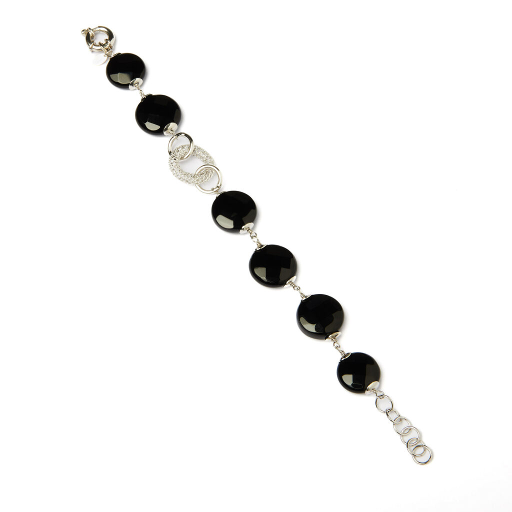 Bracciale con elementi in Argento ed Agata Nera