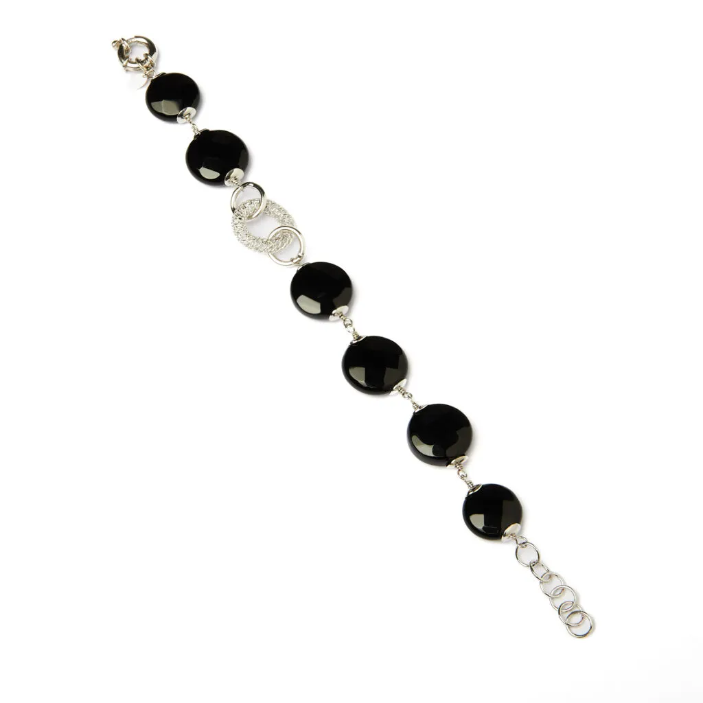 Bracciale con elementi in Argento ed Agata Nera