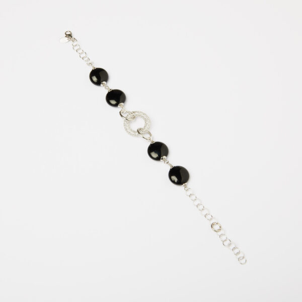 Bracciale rilegato in Agata Nera ed Argento