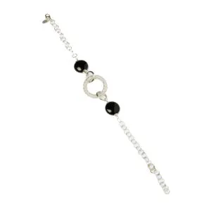 Bracciale in Agata Nera e cerchi Argento