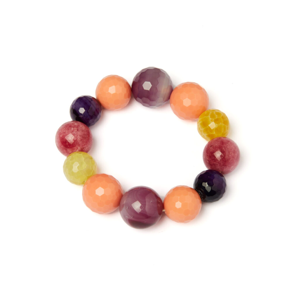 Bracciale Elastico in Ametista, Agata, Pasta Arancione