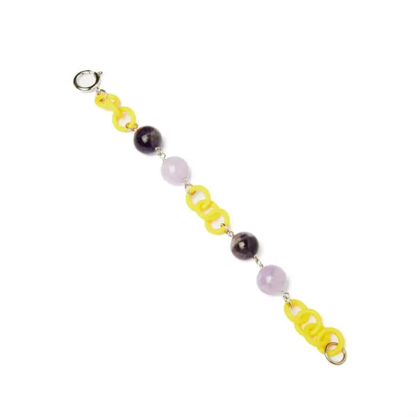 Bracciale con Ametista in metallo e Gomma