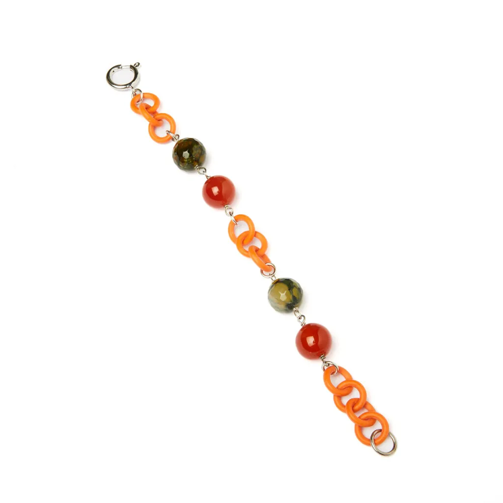 Bracciale con Agata e Corniola in metallo e Gomma