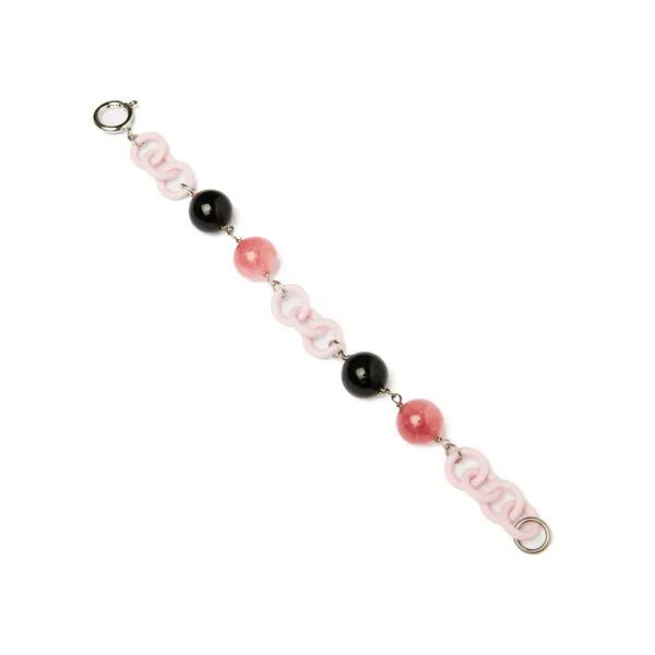 Bracciale con Agata e Quarzo Ciliegia, in metallo e Gomma