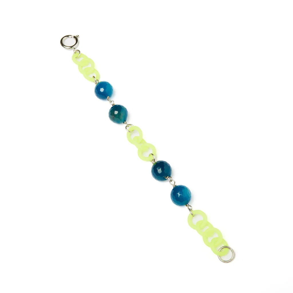 Bracciale con Agata Blu, in metallo e Gomma