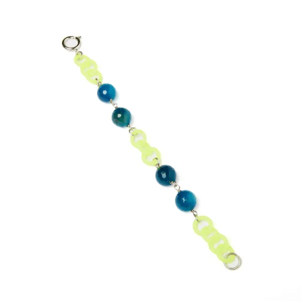 Bracciale con Agata Blu, in metallo e Gomma