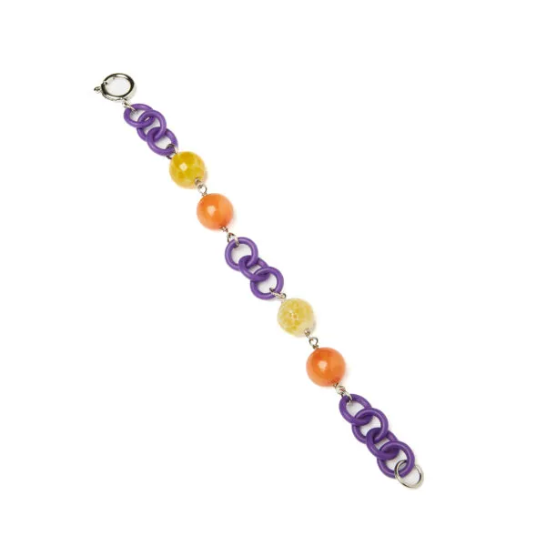 Bracciale con Agata Gialla e Quarzo, in metallo e Gomma