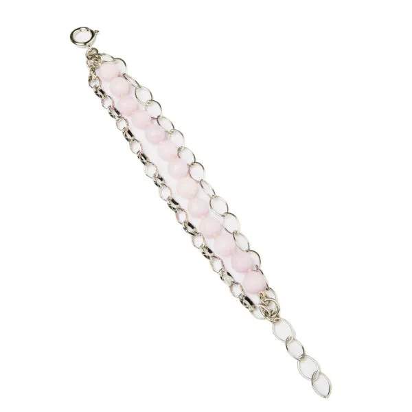 Bracciale a tre fili con Quarzo Lillà e catene in Metallo