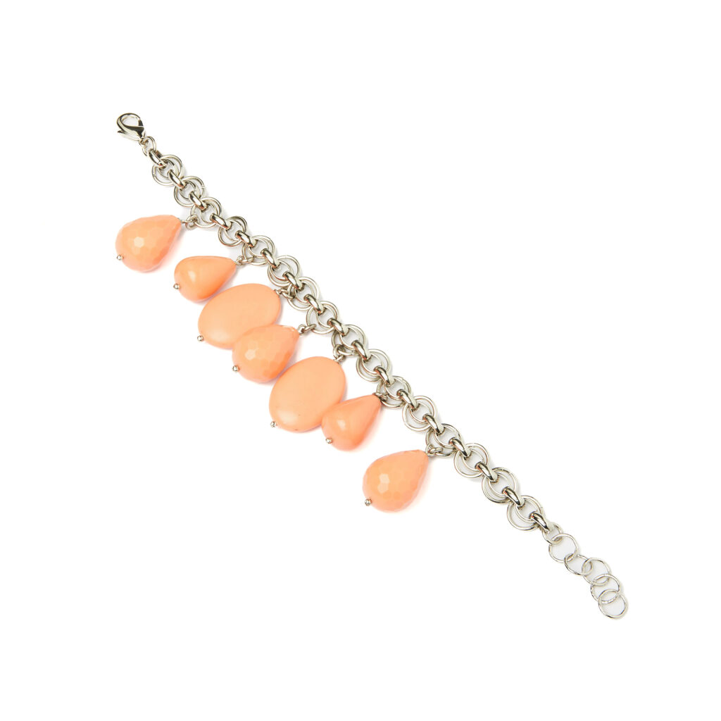 Bracciale con charms in Pasta Arancione e Catene in metallo