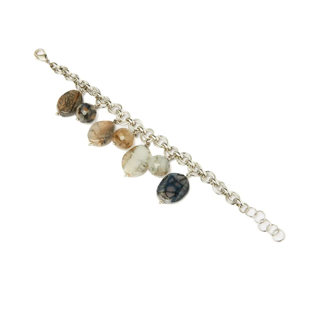 Bracciale con charms in Agata Dendritica, con Catena in metallo