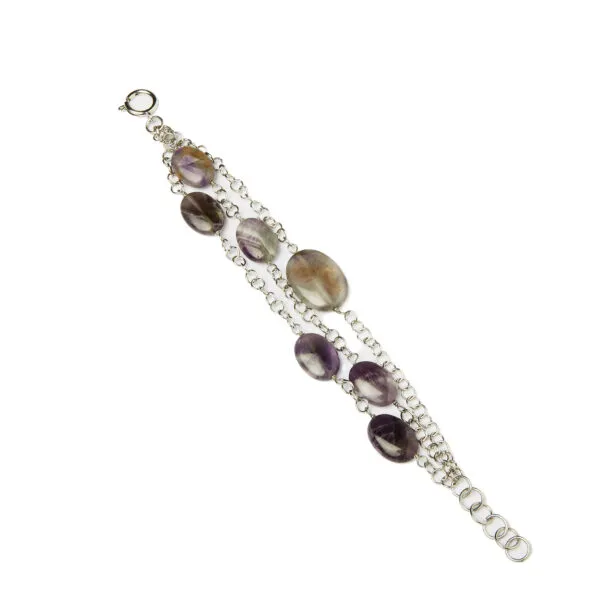 Bracciale a tre fili con catena in Metallo ed Ametista