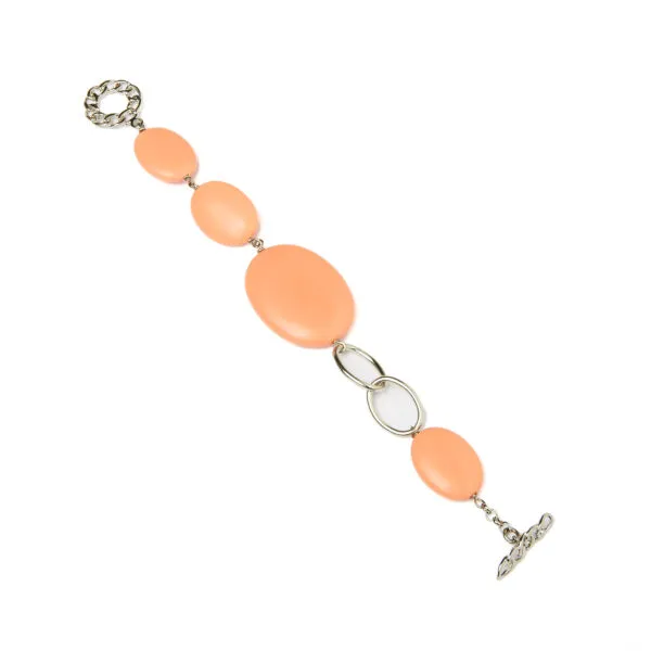 Bracciale rilegato in Pasta color Arancione, con elementi in metallo