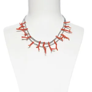 Collana corta in Ematite e Rametti di corallo