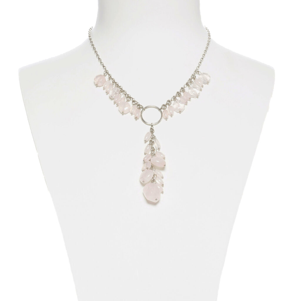 Collana corta in argento e Quarzo Rosa