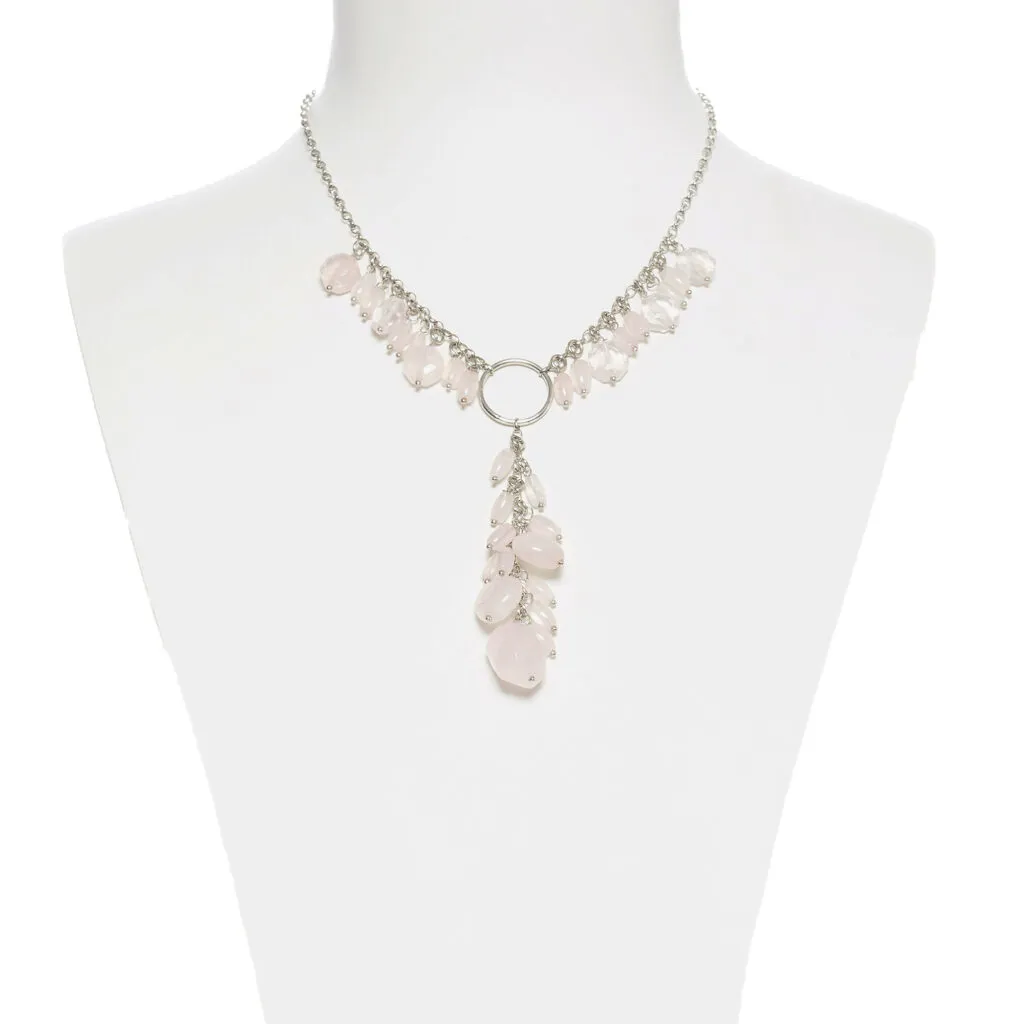 Collana corta in argento e Quarzo Rosa