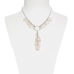 Collana corta in argento e Quarzo Rosa