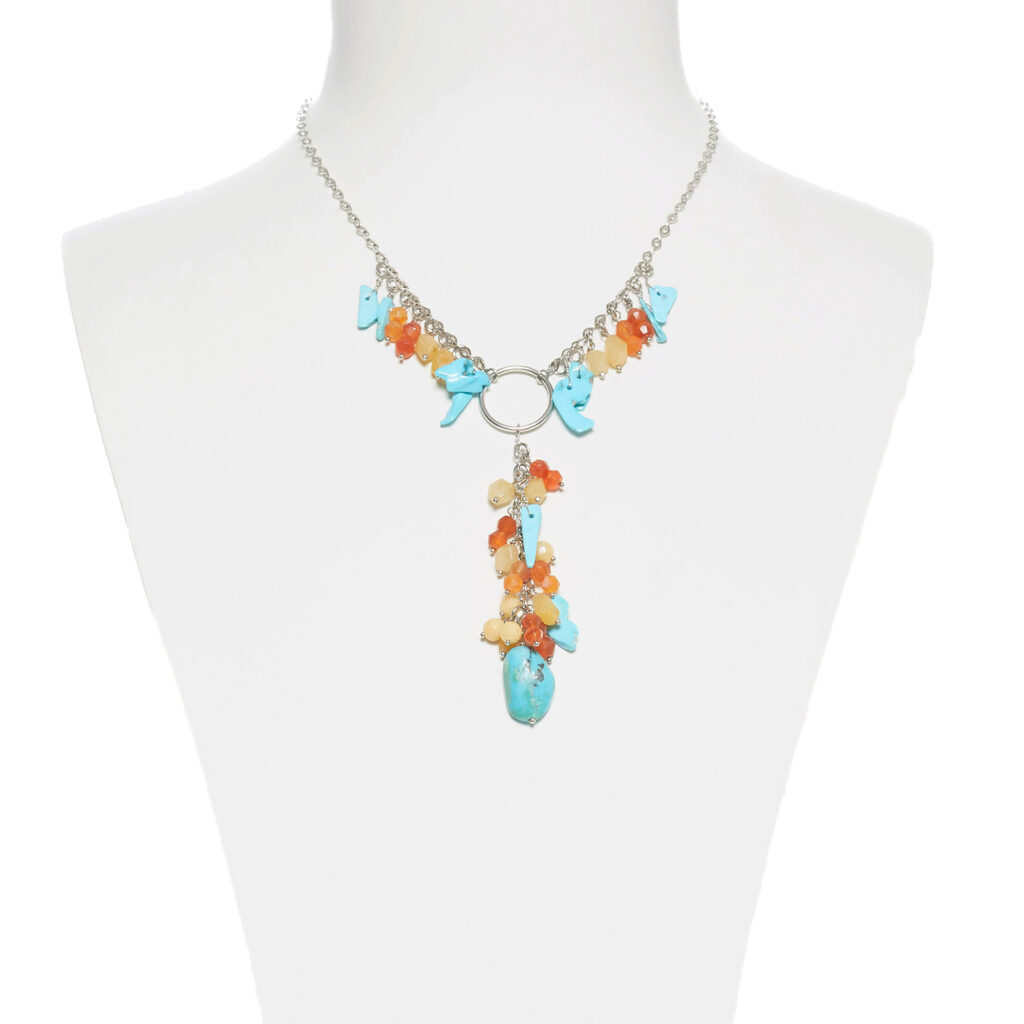 Collana in Argento con turchese, quarzo e Corniola