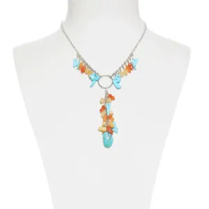 Collana in Argento con turchese, quarzo e Corniola