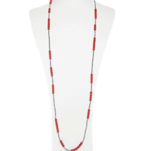 Collana lunga in Bamboo Rosso, con Ematite