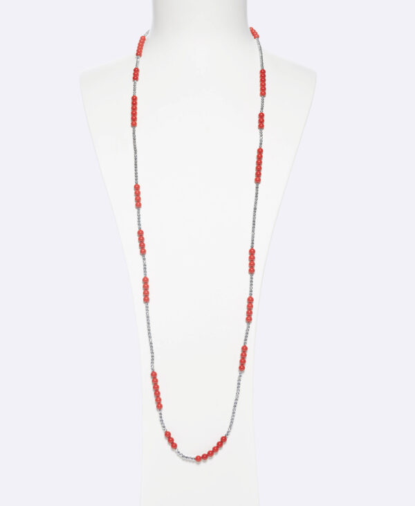 Collana lunga in Bamboo Rosso, con Ematite