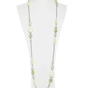 Collana lunga con Prehnite, Crisoprasio Lemon ed Ematite