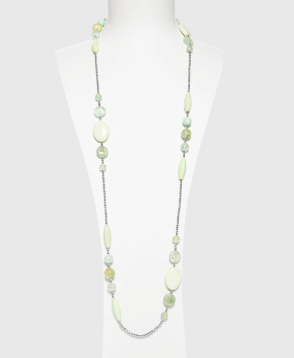 Collana lunga con Prehnite, Crisoprasio Lemon ed Ematite