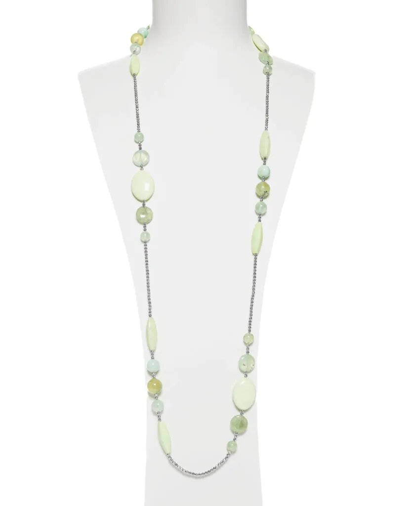 Collana lunga con Prehnite, Crisoprasio Lemon ed Ematite