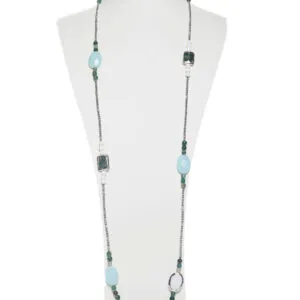 Collana lunga in Quarzo Azzurro ed Agata Muschiata