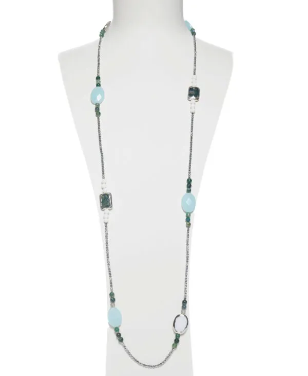 Collana lunga in Quarzo Azzurro ed Agata Muschiata