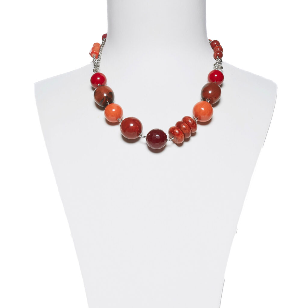 Collana con Elementi in resina, Quarzi e Bamboo