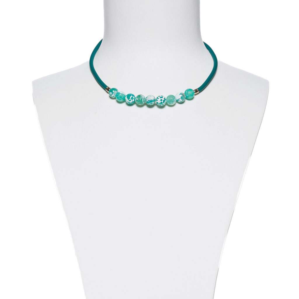 Collana in gomma ed Agata Verde