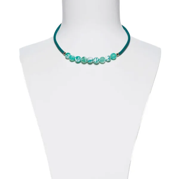 Collana in gomma ed Agata Verde