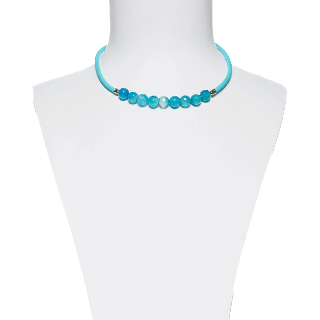 Collana in gomma ed Agata Blu