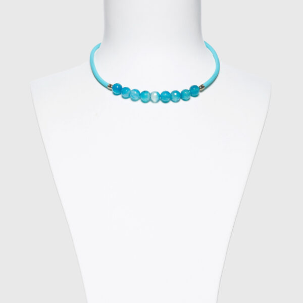 Collana in gomma ed Agata Blu