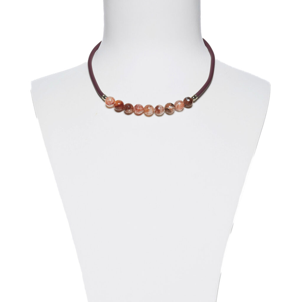 Collana in gomma e Quarzo Ematoide
