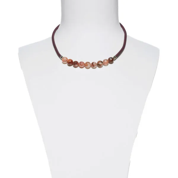 Collana in gomma e Quarzo Ematoide