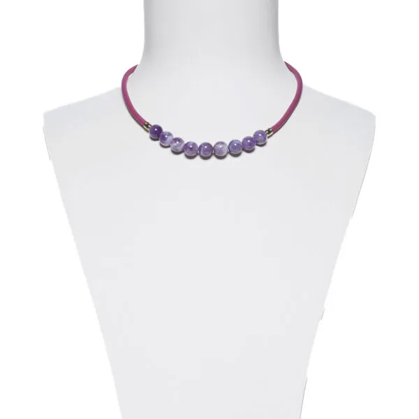 Collana in gomma e Quarzo Ametista