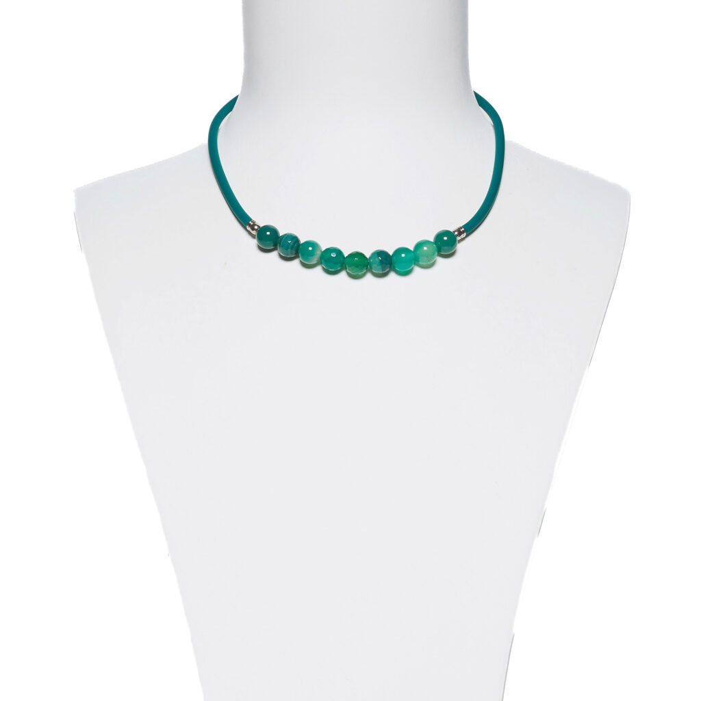 Collana in gomma con Agata Verde