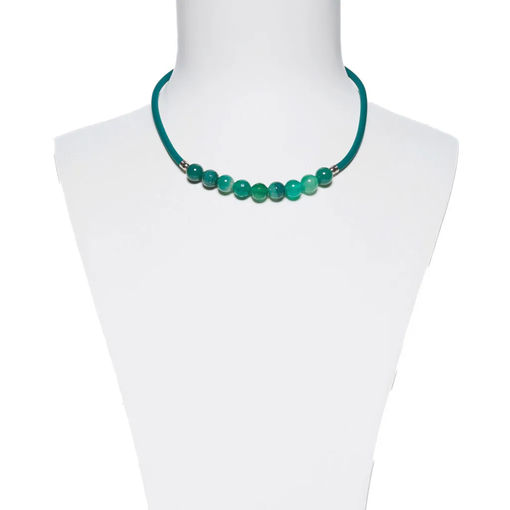 Collana in gomma con Agata Verde