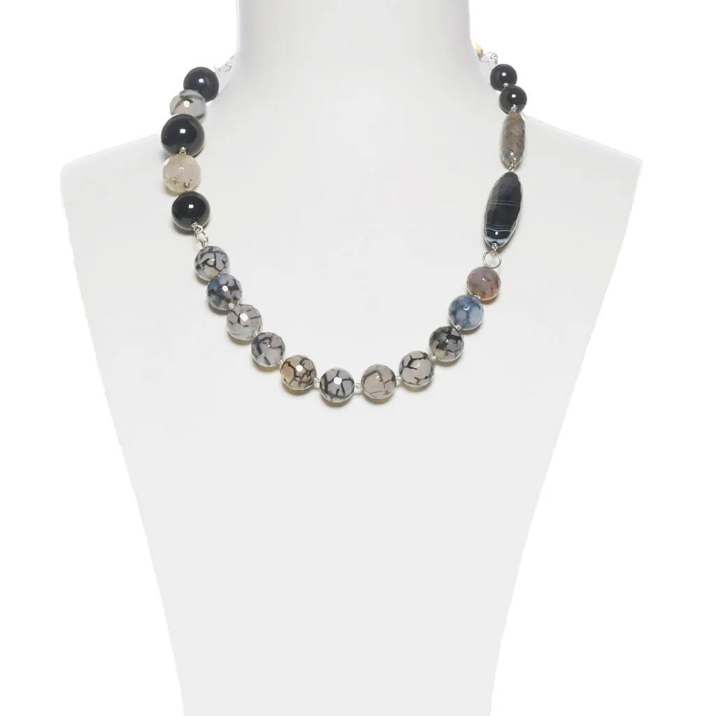 Collana in metallo con Elementi in Agata Dendritica