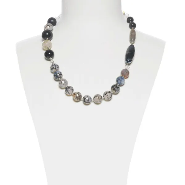 Collana in metallo con Elementi in Agata Dendritica