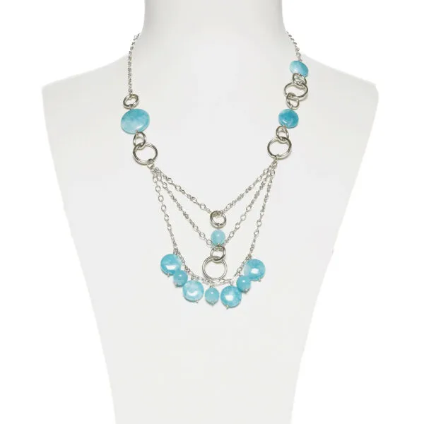 Collana in metallo con Charms in Quarzo Azzurro