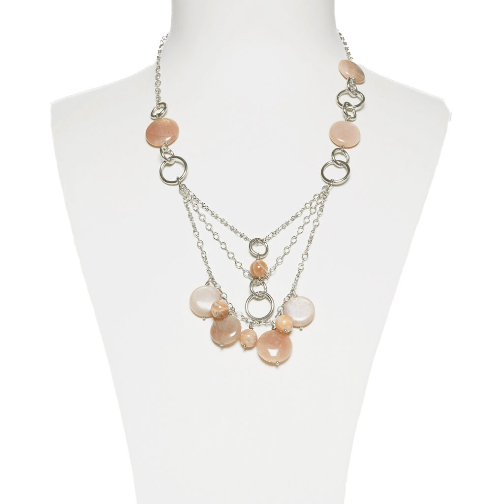 Collana in metallo con Charms in Pietra di Luna