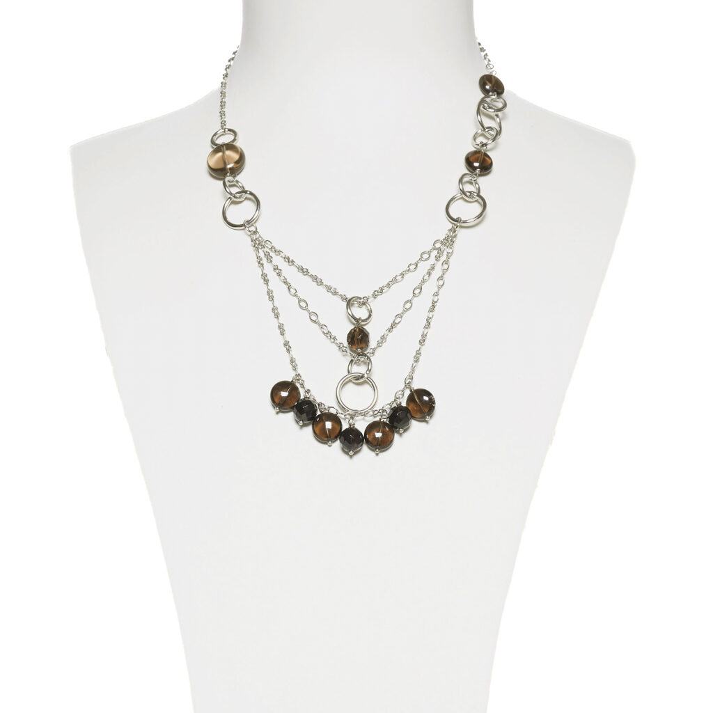 Collana in metallo con Charms in Quarzo Fumè