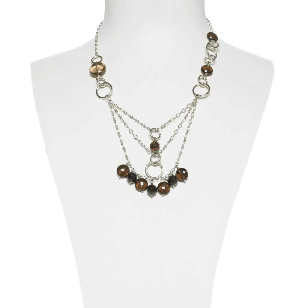 Collana in metallo con Charms in Quarzo Fumè