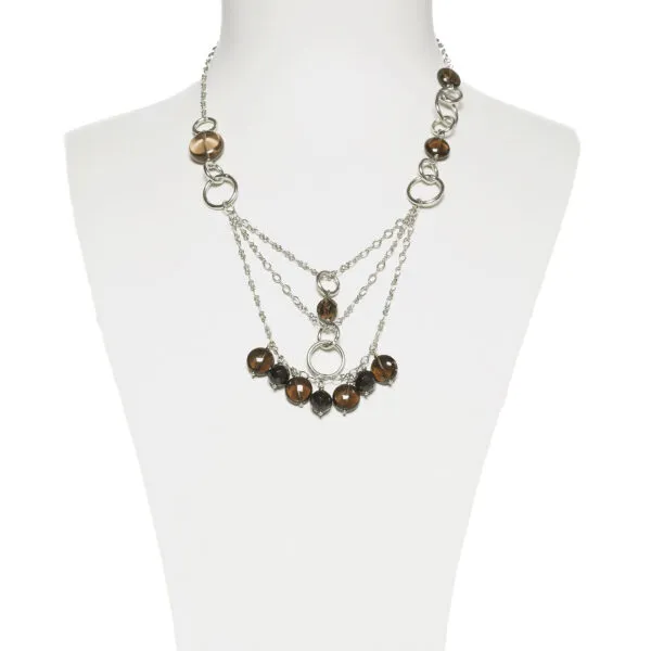 Collana in metallo con Charms in Quarzo Fumè