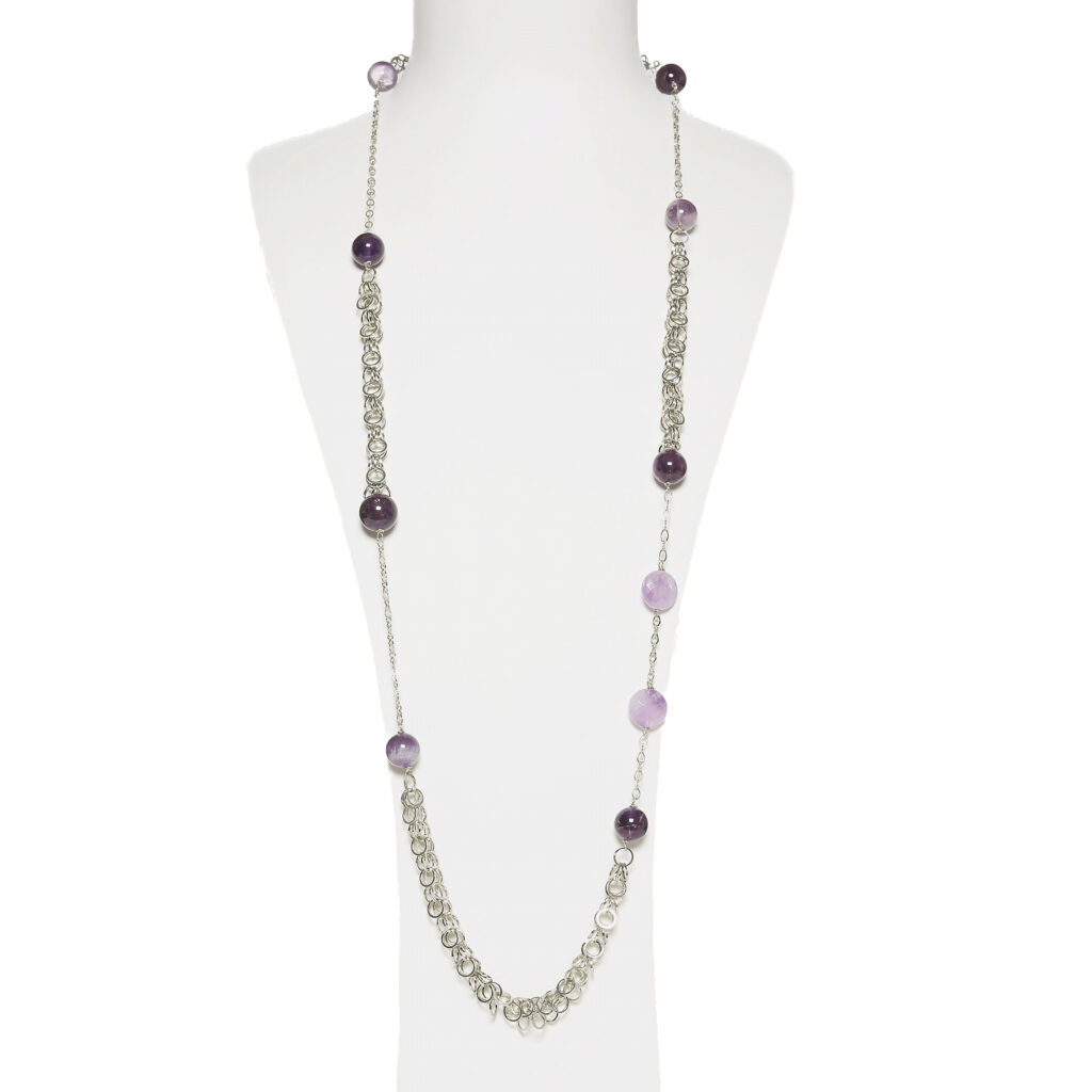 Collana con catena in metallo ed Ametista