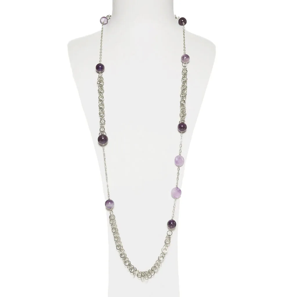 Collana con catena in metallo ed Ametista
